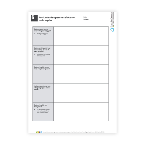 Anerkendelse og ressourcefokuseret undersøgelse